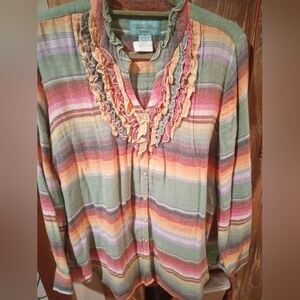 Tasha Polizzi Multicolor Striped Button Down Shirt